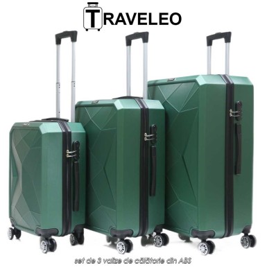 Traveleo ABS03GR - set de 3 valize de călătorie din ABS