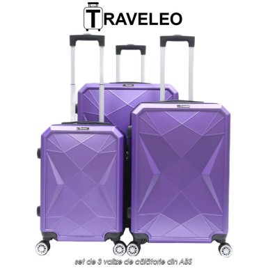 Traveleo ABS03PUR - set de 3 valize de călătorie din ABS
