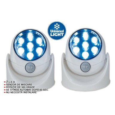 Universal Light - lampa cu 7 becuri LED si detector de miscare | Produs Original de la Telestar Universal Light - lampa cu 7 becuri LED si detector de miscare | Produs Original de la Telestar