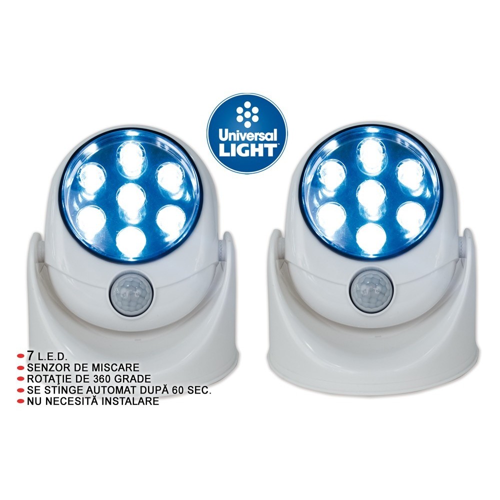 Universal Light - lampa cu 7 becuri LED si detector de miscare | Produs Original de la Telestar