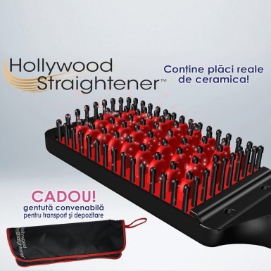 Hollywood Straightener - peria ceramica pentru indreptat parul | Produs Original de la Telestar Hollywood Straightener - peria ceramica pentru indreptat parul | Produs Original de la Telestar