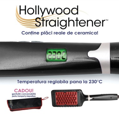 Hollywood Straightener - peria ceramica pentru indreptat parul | Produs Original de la Telestar Hollywood Straightener - peria ceramica pentru indreptat parul | Produs Original de la Telestar