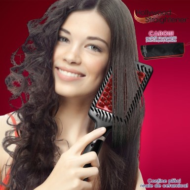 Hollywood Straightener - peria ceramica pentru indreptat parul | Produs Original de la Telestar Hollywood Straightener - peria ceramica pentru indreptat parul | Produs Original de la Telestar
