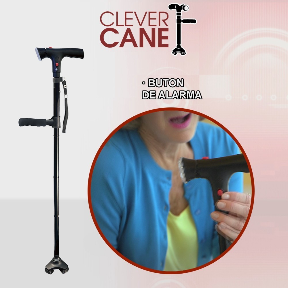 Clever Cane - baston avansat pliabil cu alarma, LED si 3 puncte de contact | Produs Original de la Telestar
