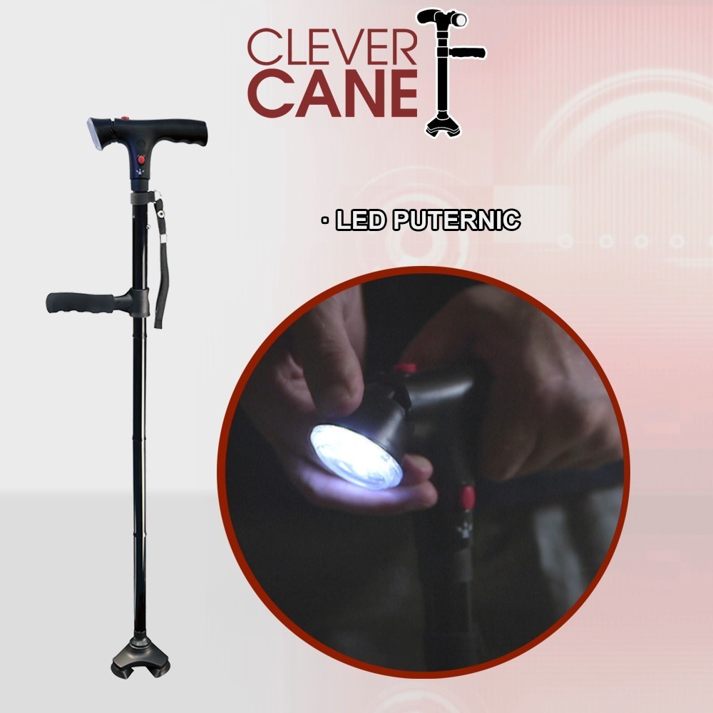 Clever Cane - baston avansat pliabil cu alarma, LED si 3 puncte de contact | Produs Original de la Telestar
