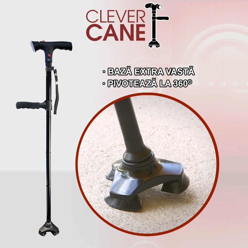 Clever Cane - baston avansat pliabil cu alarma, LED si 3 puncte de contact | Produs Original de la Telestar