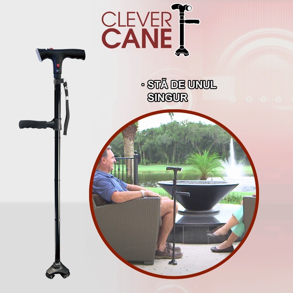 Clever Cane - baston avansat pliabil cu alarma, LED si 3 puncte de contact | Produs Original de la Telestar