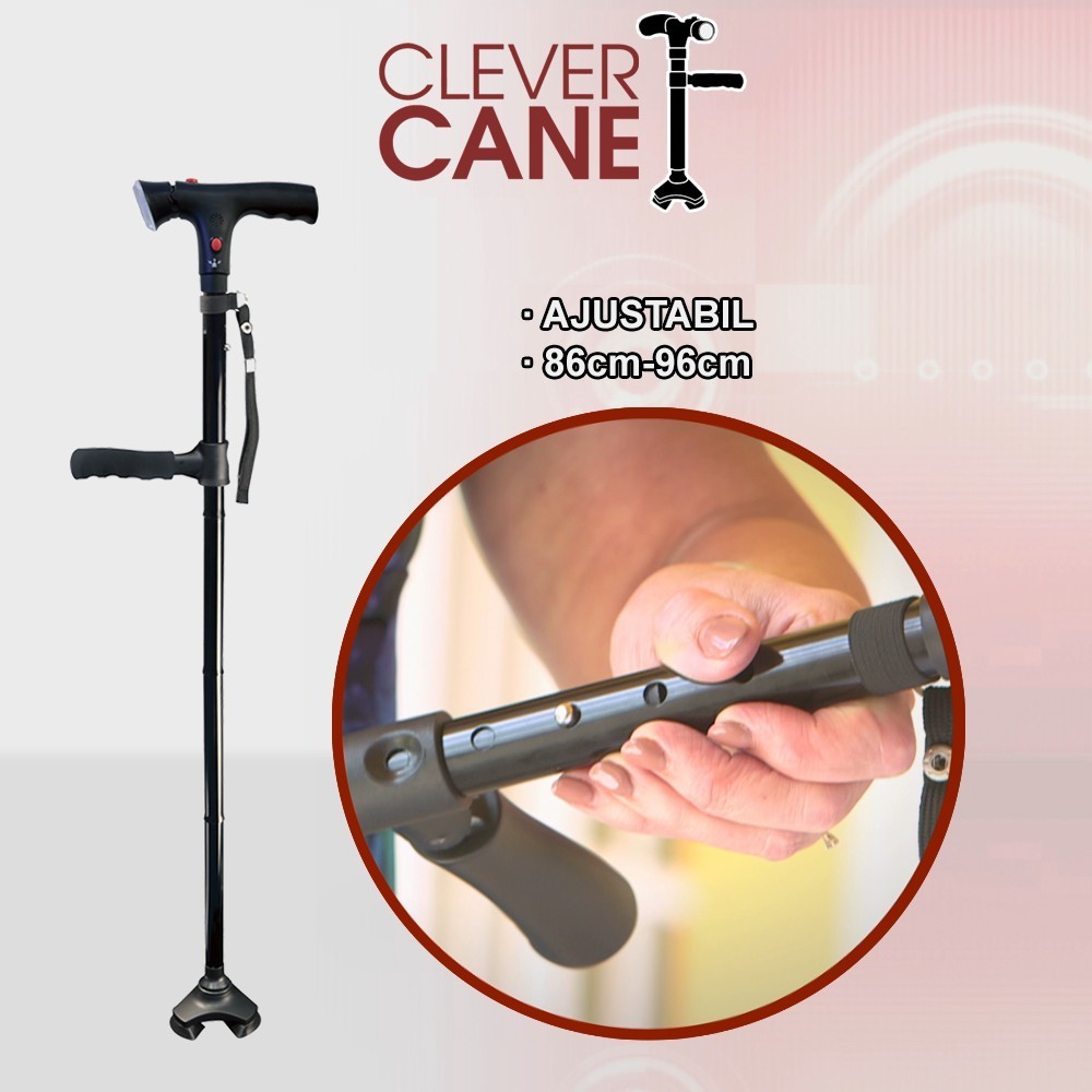 Clever Cane - baston avansat pliabil cu alarma, LED si 3 puncte de contact | Produs Original de la Telestar