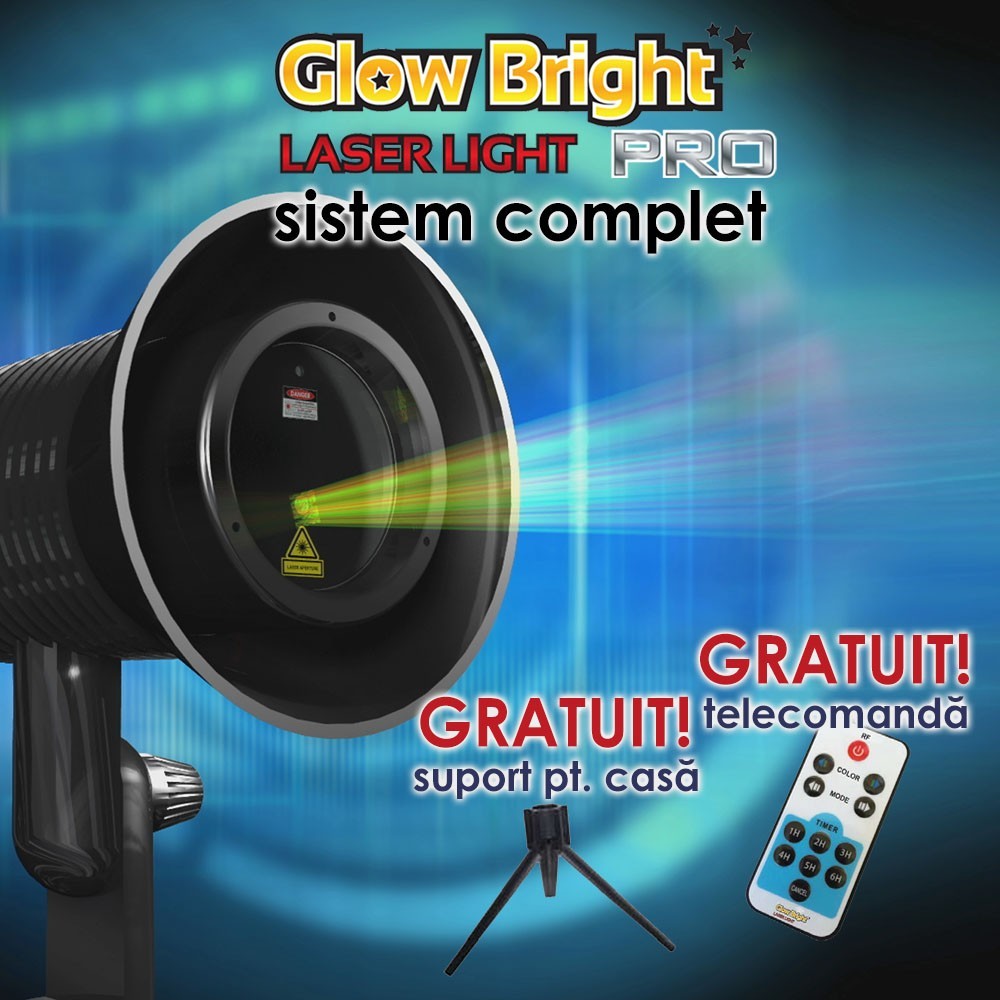 GlowBright Laser Light Pro - sistem laser complet cu limina miscatoare | Produs Original de la Telestar