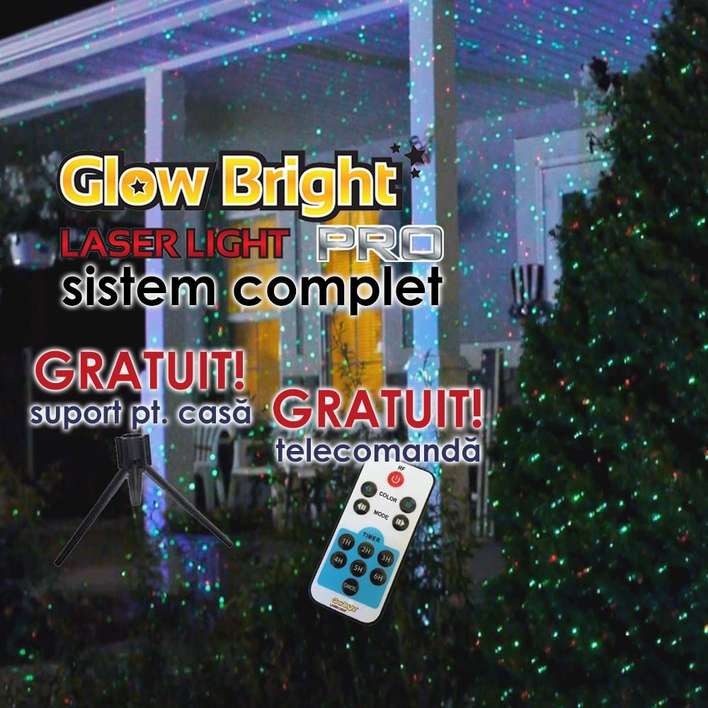 GlowBright Laser Light Pro - sistem laser complet cu limina miscatoare | Produs Original de la Telestar