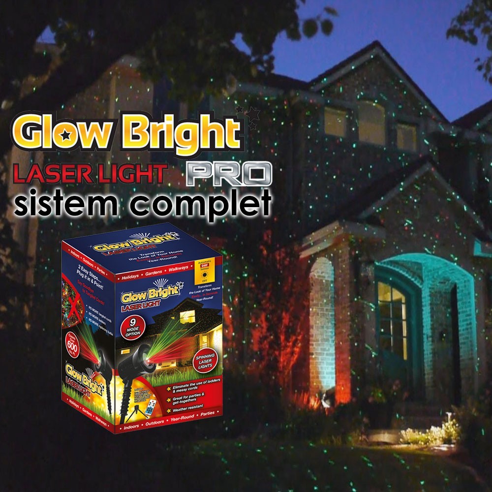 GlowBright Laser Light Pro - sistem laser complet cu limina miscatoare | Produs Original de la Telestar