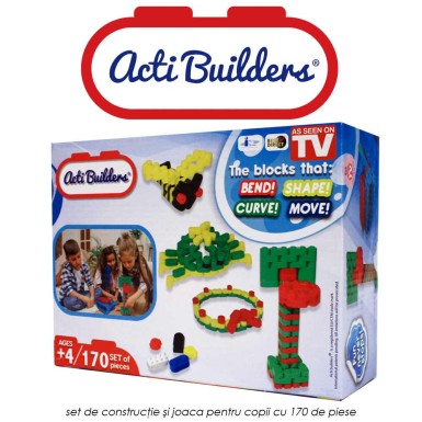 Acti Builders - set de constructie si joaca pentru copii cu 170 de piese