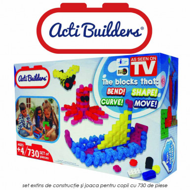 Acti Builders Deluxe - set de constructie si joaca pentru copii cu 730 de piese