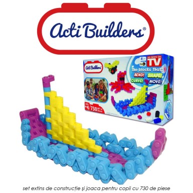 Acti Builders Deluxe - set de constructie si joaca pentru copii cu 730 de piese Acti Builders Deluxe - set de constructie si joaca pentru copii cu 730 de piese