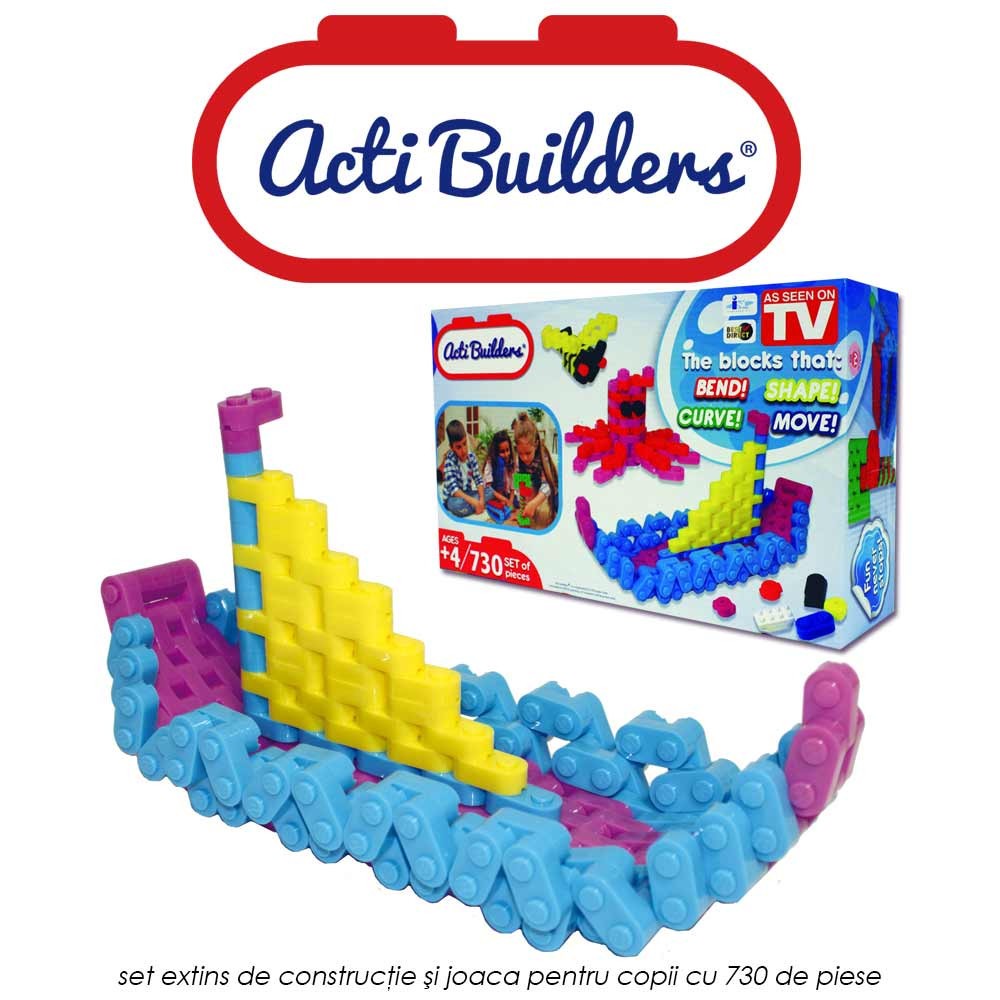 Acti Builders Deluxe - set de constructie si joaca pentru copii cu 730 de piese