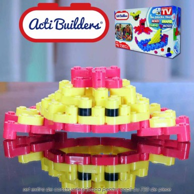 Acti Builders Deluxe - set de constructie si joaca pentru copii cu 730 de piese Acti Builders Deluxe - set de constructie si joaca pentru copii cu 730 de piese