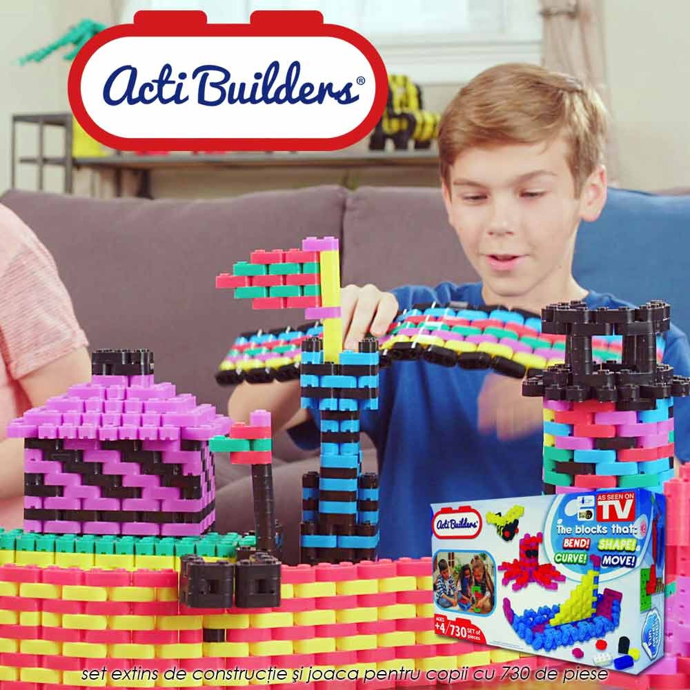 Acti Builders Deluxe - set de constructie si joaca pentru copii cu 730 de piese