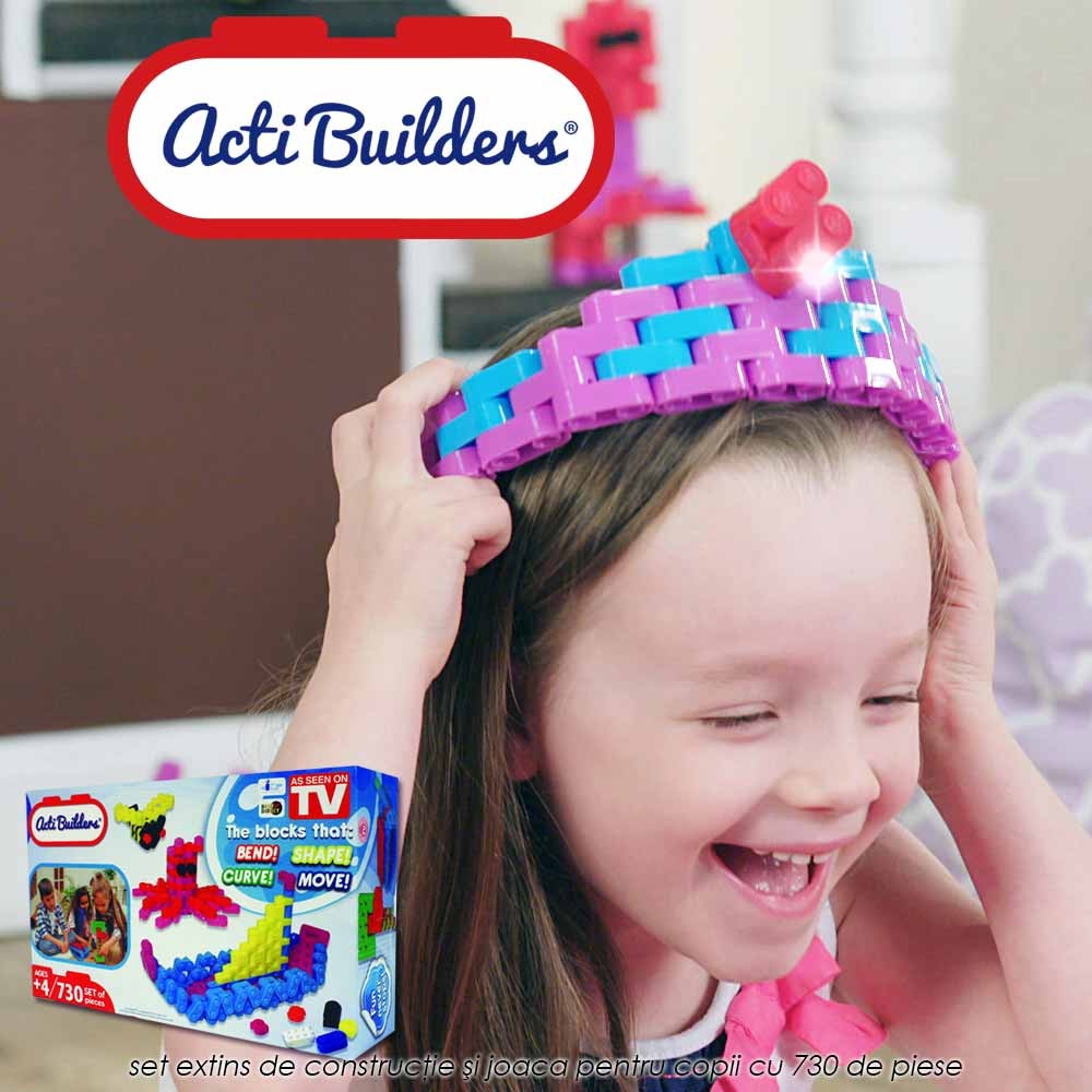 Acti Builders Deluxe - set de constructie si joaca pentru copii cu 730 de piese