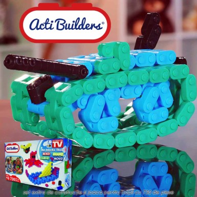 Acti Builders Deluxe - set de constructie si joaca pentru copii cu 730 de piese Acti Builders Deluxe - set de constructie si joaca pentru copii cu 730 de piese