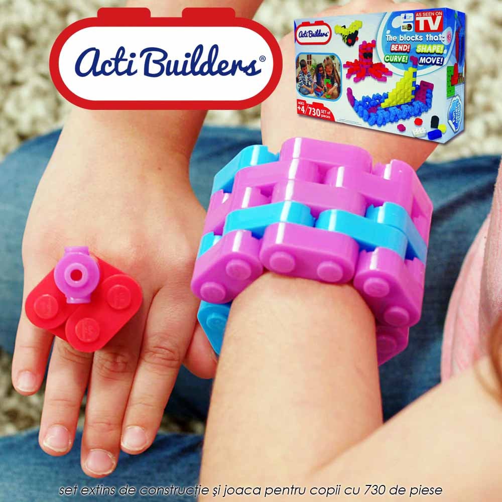 Acti Builders Deluxe - set de constructie si joaca pentru copii cu 730 de piese