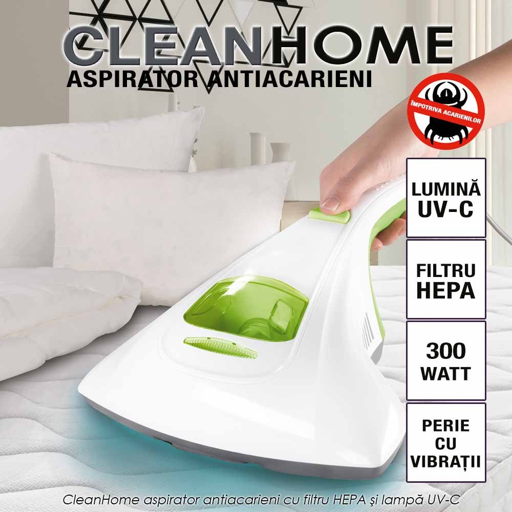 CleanHome - aspirator antiacarieni cu filtru HEPA si lampa UV-C