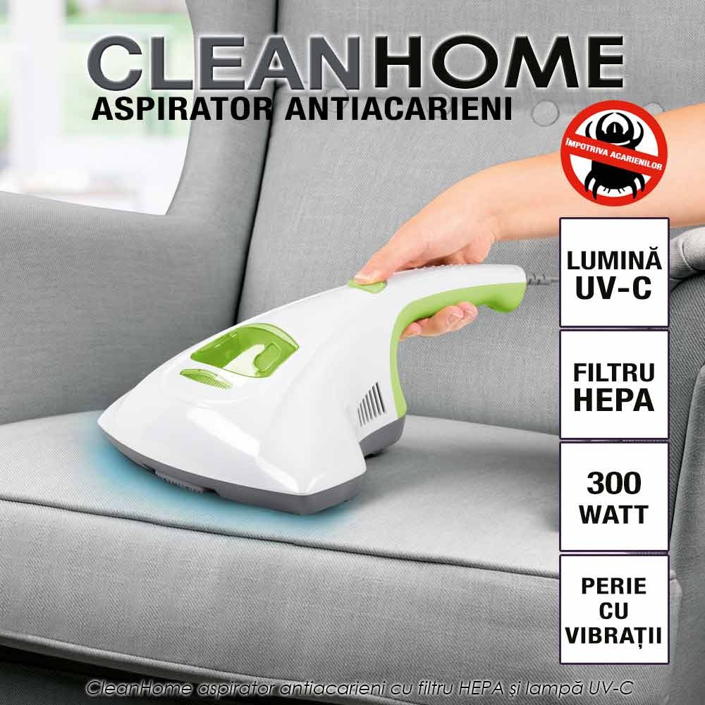 CleanHome - aspirator antiacarieni cu filtru HEPA si lampa UV-C