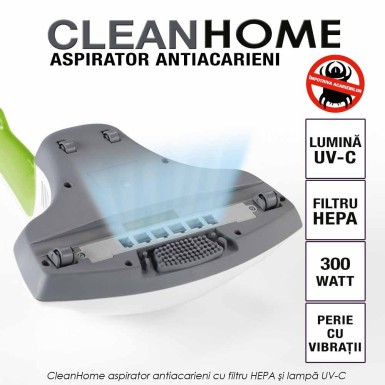 CleanHome - aspirator antiacarieni cu filtru HEPA si lampa UV-C CleanHome - aspirator antiacarieni cu filtru HEPA si lampa UV-C