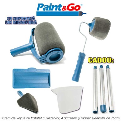 Paint Go - noul sistem de vopsit cu trafalet cu rezervor, 4 accesorii si maner extensibil de 75cm