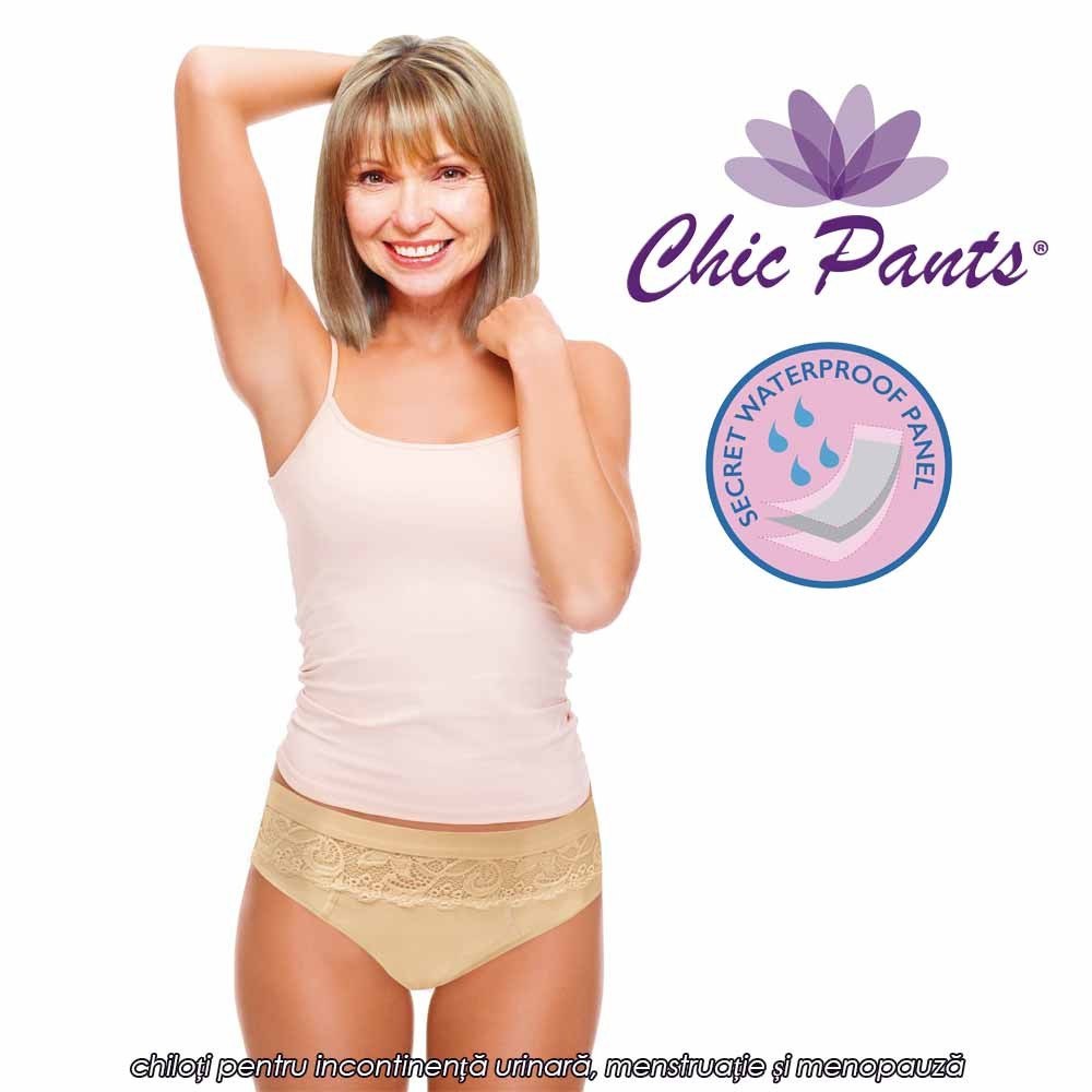 Chic Pants - chiloti pentru incontinenta urinara, menstruatie si menopauza cu 3 straturi de protectie