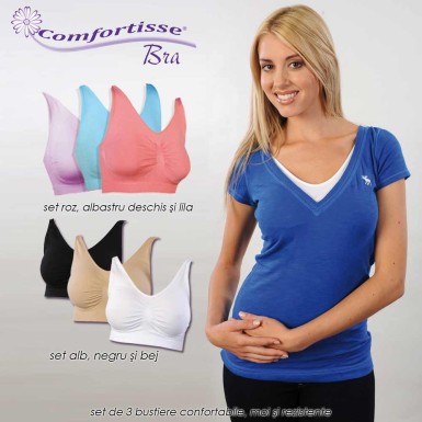 Comfortisse Bra - set de 3 bustiere confortabile, moi si rezistente Comfortisse Bra - set de 3 bustiere confortabile, moi si rezistente