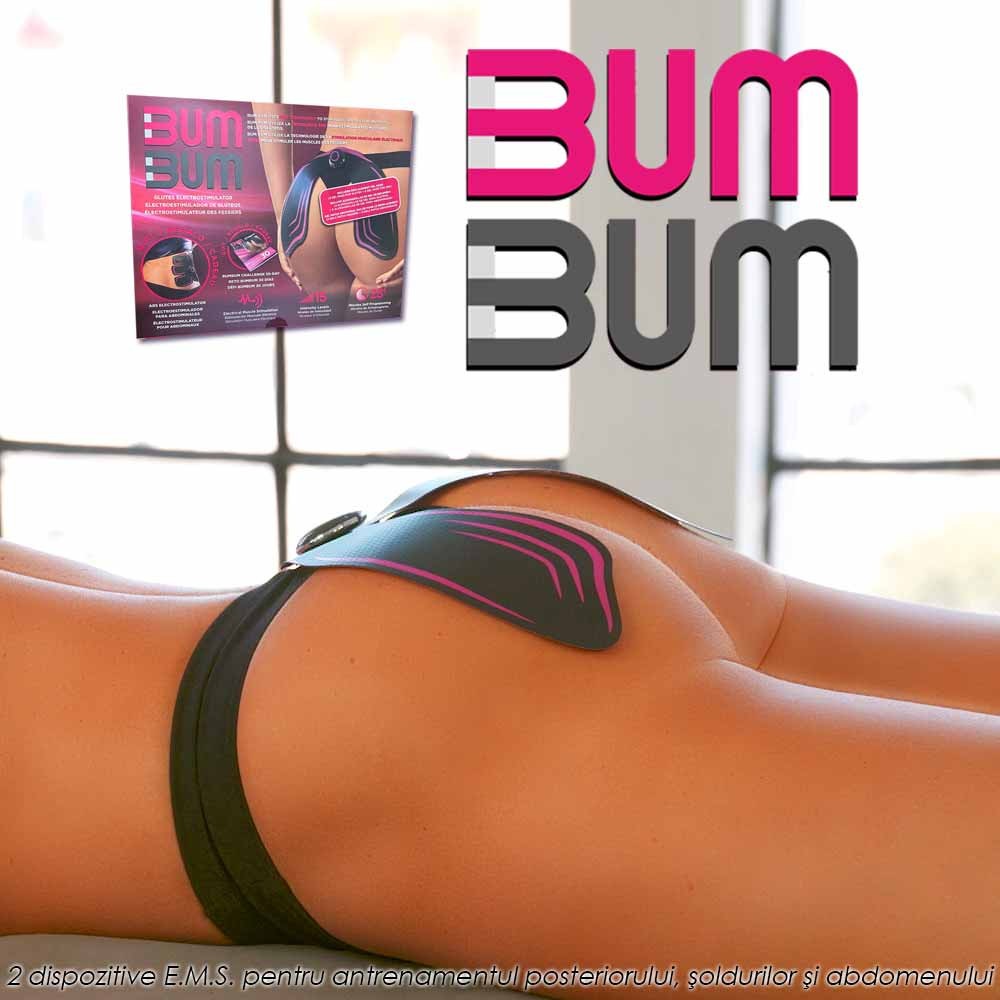 BUM BUM - set de 2 dispozitive EMS pentru antrenamentul posteriorului, soldurilor si abdomenului BUM BUM - set de 2 dispozitive EMS pentru antrenamentul posteriorului, soldurilor si abdomenului