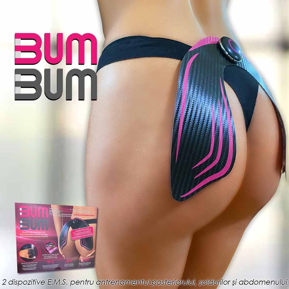 BUM BUM - set de 2 dispozitive EMS pentru antrenamentul posteriorului, soldurilor si abdomenului BUM BUM - set de 2 dispozitive EMS pentru antrenamentul posteriorului, soldurilor si abdomenului
