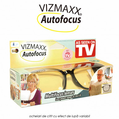 Vizmaxx Autofocus - ochelari de citit cu efect de lupa variabil de la 0.5 la 2.75