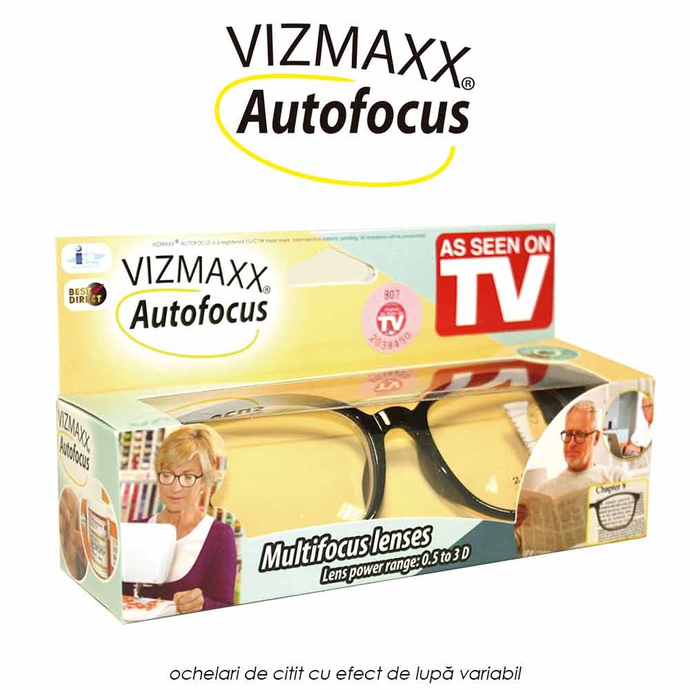 Vizmaxx Autofocus - ochelari de citit cu efect de lupa variabil de la 0.5 la 2.75 Vizmaxx Autofocus - ochelari de citit cu efect de lupa variabil de la 0.5 la 2.75