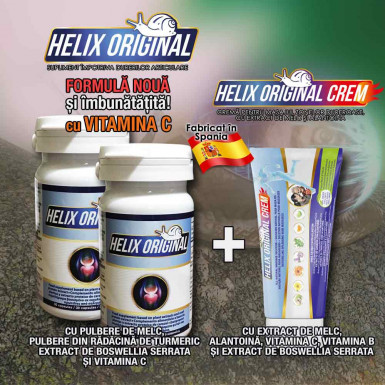 Pachet PROMO: capsule si crema Helix Original - supliment si crema impotriva durerilor articulare cu extract de melc si plante