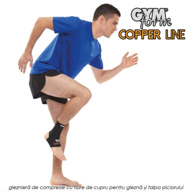Gymform Copper Line - glezniera de compresie cu fibre de cupru pentru glezna si talpa piciorului Gymform Copper Line - glezniera de compresie cu fibre de cupru pentru glezna si talpa piciorului