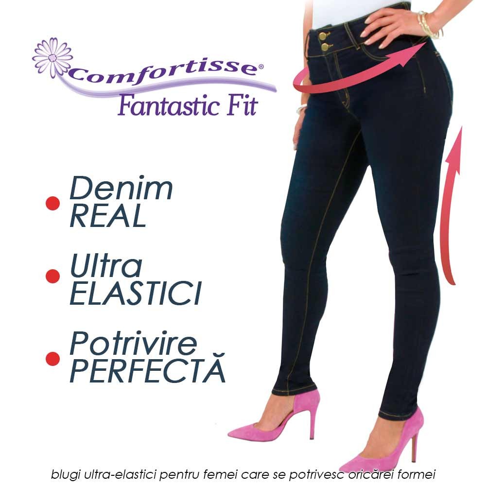 Comfortisse Fantastic Fit - blugi ultra-elastici pentru femei care se intind pana la 13cm si se potrivesc oricarei formei