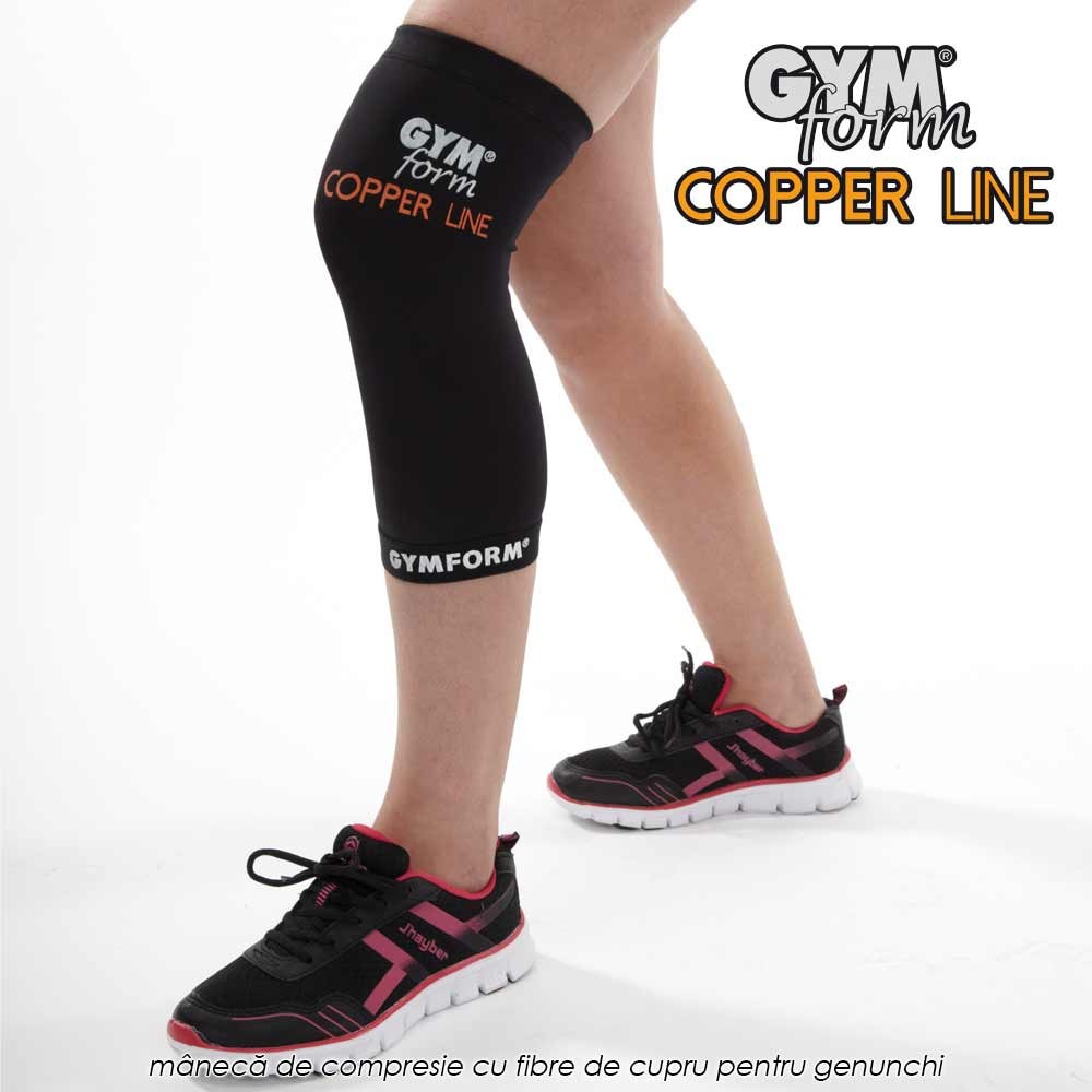 Pachet PROMO: Gymform Copper Line cu  2 maneci de compresie pentru genunchi + 1 maneca pentru cot