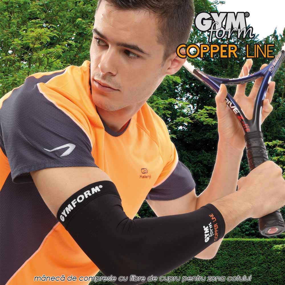 Pachet PROMO: Gymform Copper Line cu  2 maneci de compresie pentru genunchi + 1 maneca pentru cot