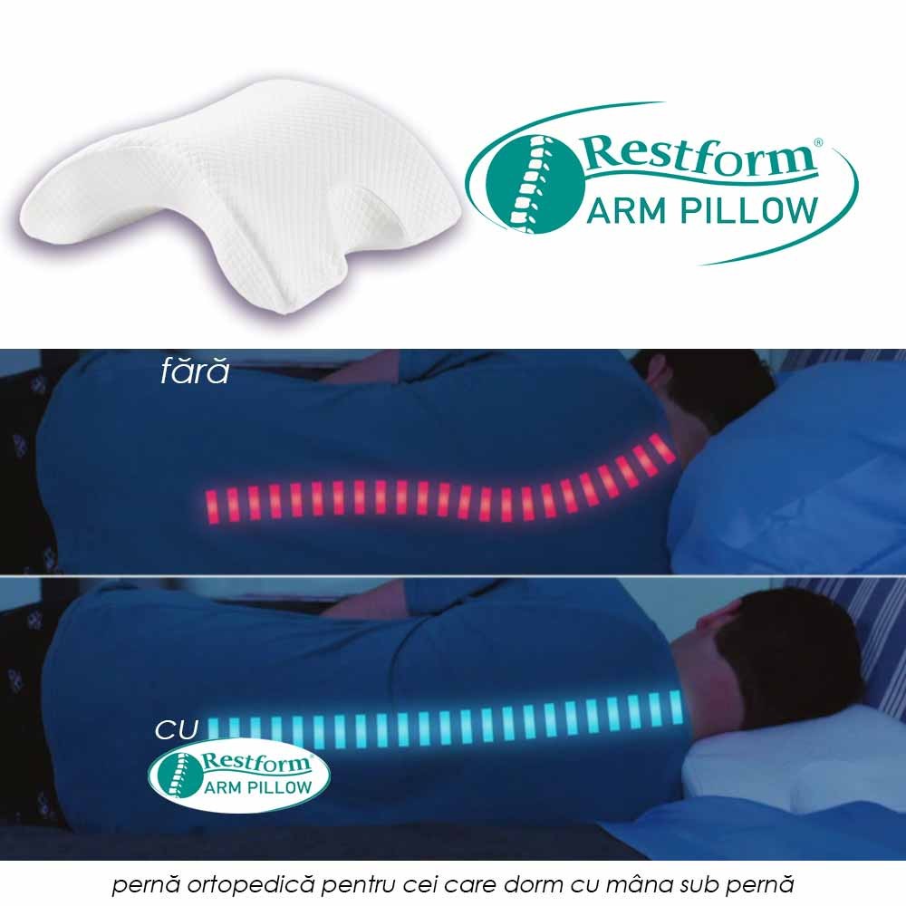 Restform Arm Pillow - perna ortopedica din spuma cu memorie pentru cei care dorm cu mana sub perna