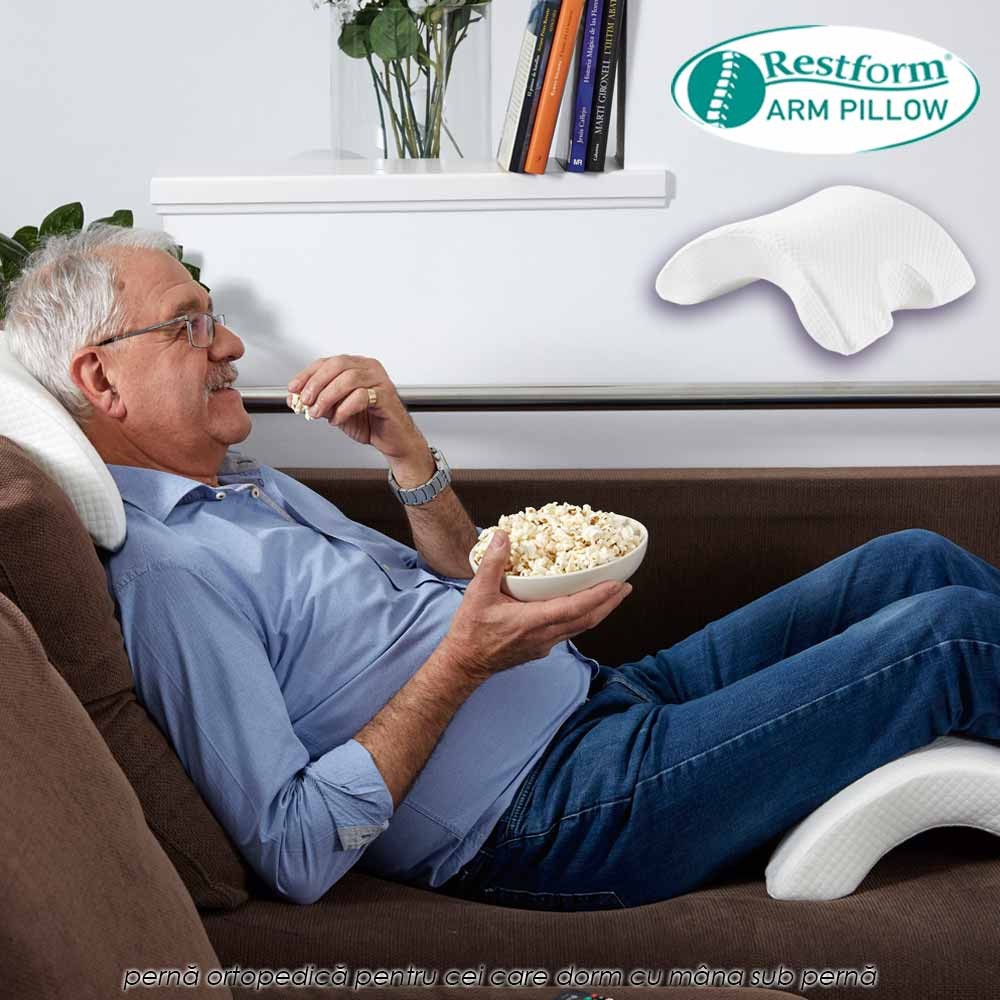 Restform Arm Pillow - perna ortopedica din spuma cu memorie pentru cei care dorm cu mana sub perna