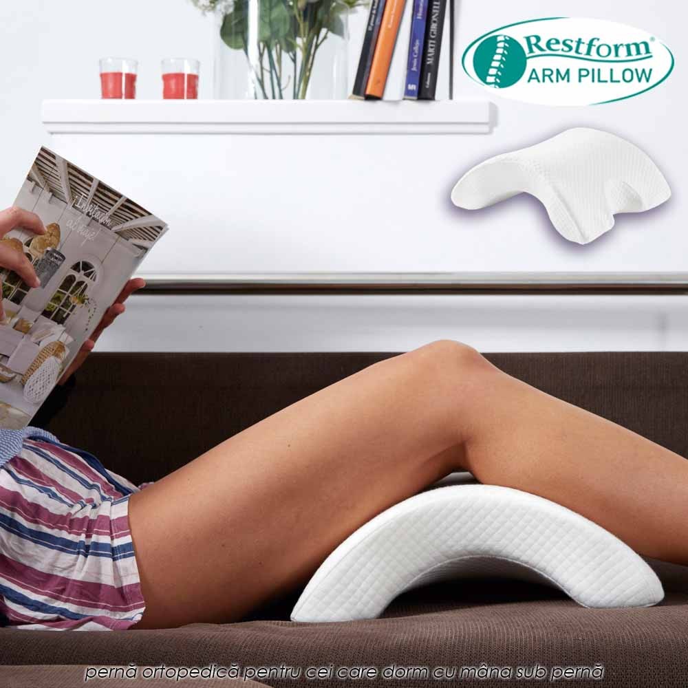 Restform Arm Pillow - perna ortopedica din spuma cu memorie pentru cei care dorm cu mana sub perna