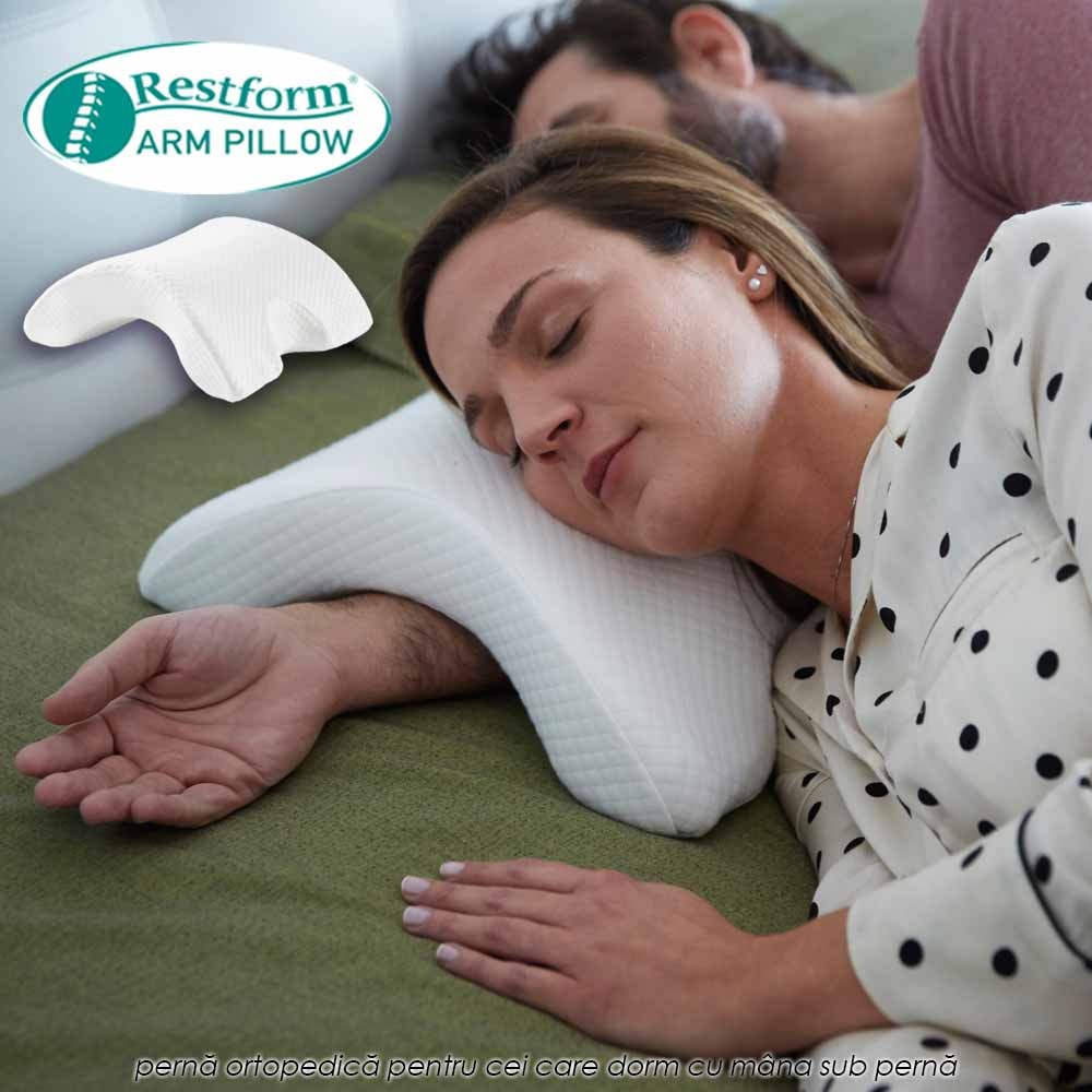 Restform Arm Pillow - perna ortopedica din spuma cu memorie pentru cei care dorm cu mana sub perna