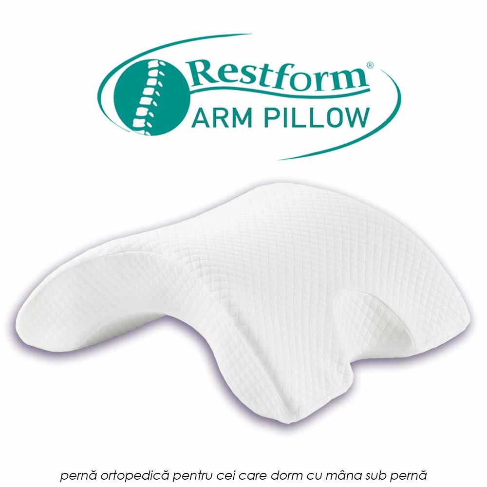 Restform Arm Pillow - perna ortopedica din spuma cu memorie pentru cei care dorm cu mana sub perna