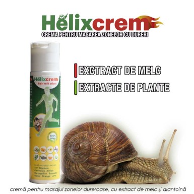 Helix Crem - crema pentru masajul zonelor dureroase, cu extract de melc si alantoina Helix Crem - crema pentru masajul zonelor dureroase, cu extract de melc si alantoina
