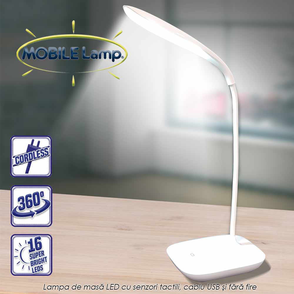 Starlyf Mobile Lamp - lampa LED pentru masa cu senzori de atingere, cu cablu USB si fara fire
