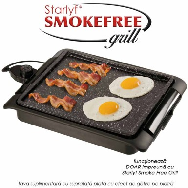 Pachet PROMO: Starlyf Smoke Free Grill + Tava plata cu efect de gatire pe piatra Pachet PROMO: Starlyf Smoke Free Grill + Tava plata cu efect de gatire pe piatra