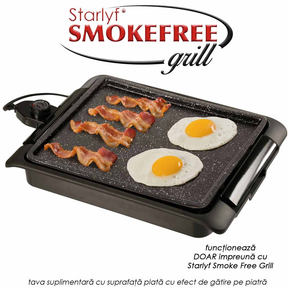Pachet PROMO: Starlyf Smoke Free Grill + Tava plata cu efect de gatire pe piatra
