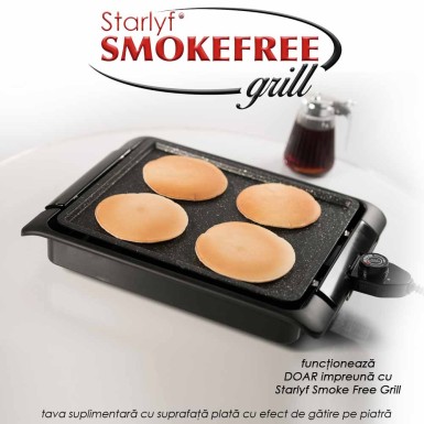 Pachet PROMO: Starlyf Smoke Free Grill + Tava plata cu efect de gatire pe piatra Pachet PROMO: Starlyf Smoke Free Grill + Tava plata cu efect de gatire pe piatra