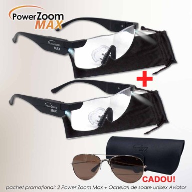 Pachet PROMO: 2 Power Zoom Max + Ochelari de soare unisex aviator